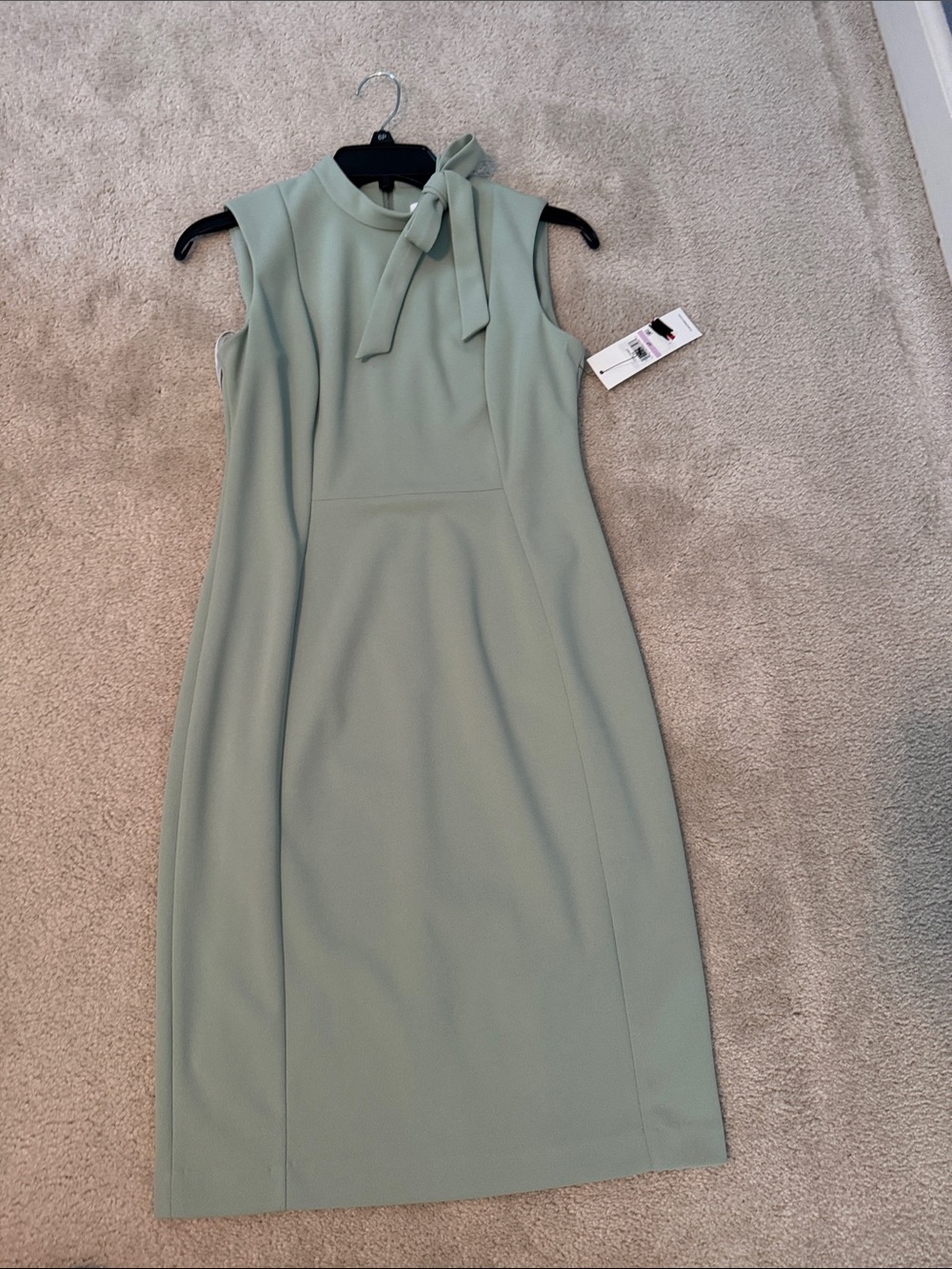 CALVIN KLEIN mint bow neck shift dress